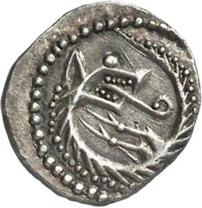 Snake-Wolf transformation. Silver early penny, Series K, South-East England. CM.1796-2007, De Wit Collection.