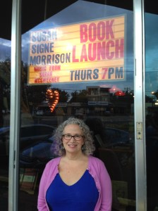Here I am standing outside Malvern Books before the event.