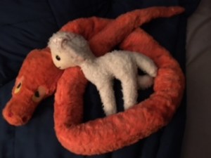 Snakey and Lambykin, from my 3rd grade storytelling days.